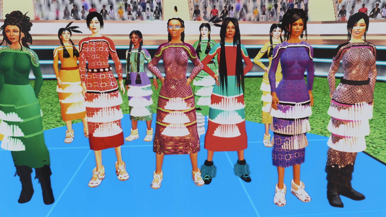 Skawennati - Jingle Dancers Assembled